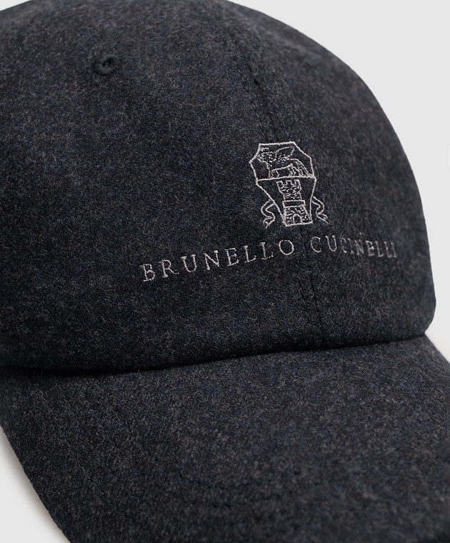 Brunello Cucinelli Синяя кепка из шерсти с вышивкой логотипа M038P9850 изображение 4