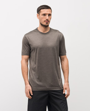 Dolce&Gabbana Коричневая футболка из шелка G8ST1TG7P0F