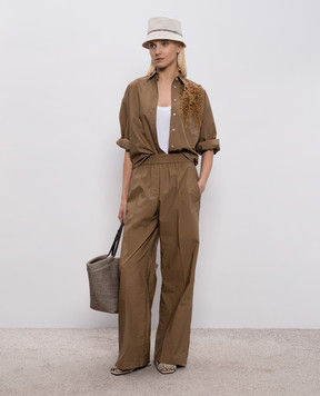 Brunello Cucinelli Белый топ в рубчике с цепочкой мониль M0TC8FX210