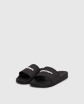 Palm Angels s Черные слайдеры с фактурным логотипом PMIC010C99MAT001