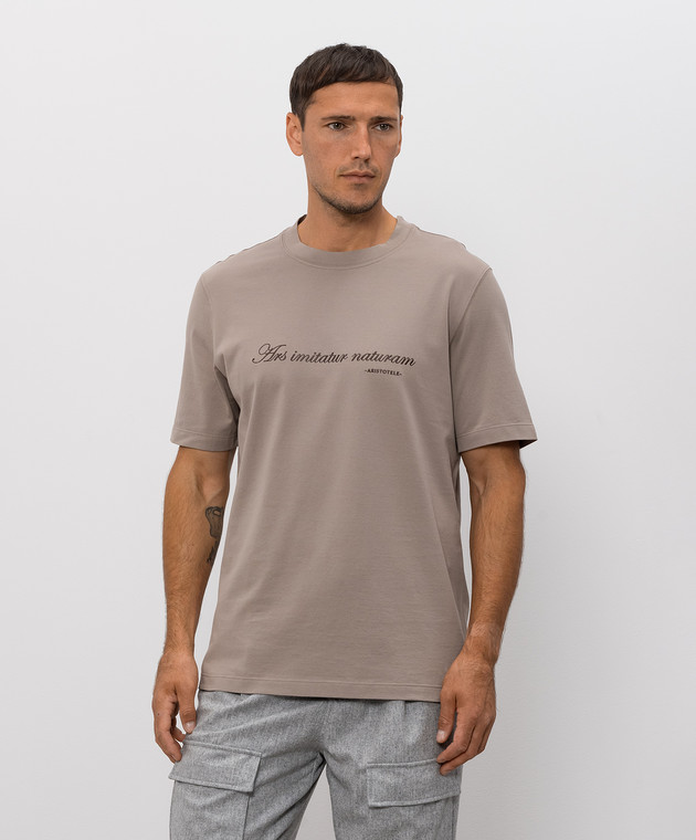 Brunello Cucinelli Футболка серого цвета с вышивкой надписи M0B138518 изображение 3