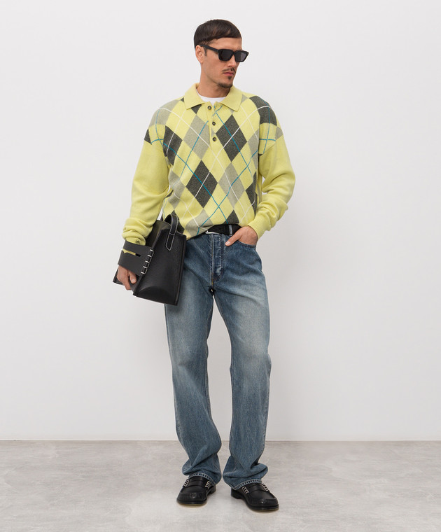 JW Anderson Желтый свитер из шерсти с геометрическим узором KW1487YN0470 изображение 2