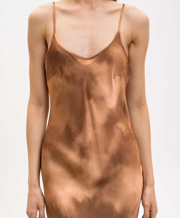 Masnada Коричнева сукня в принт 8018 зображення 4