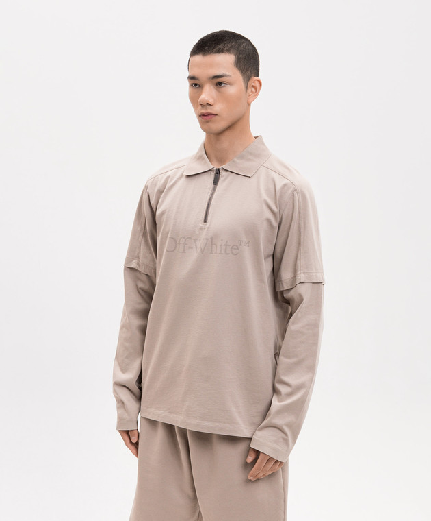 Off-White Бежеве поло з принтом логотипа 44MAD012S26J001 зображення 3