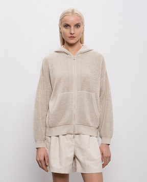 Brunello Cucinelli Бежевий ажурний кардиган з люрексом MST263306
