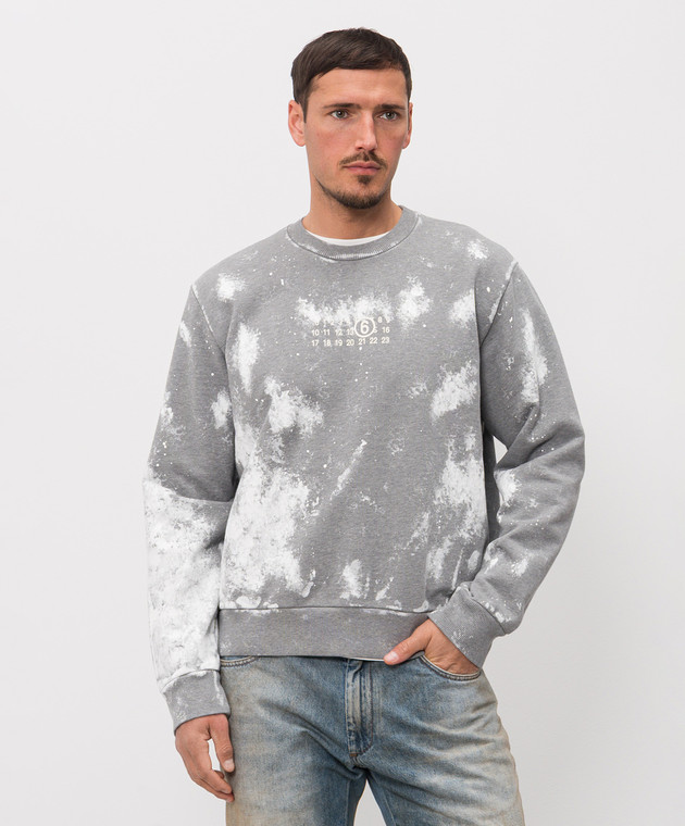 Maison Margiela MM6 Сірий світшот в принт SH2GU0033S25337 зображення 3