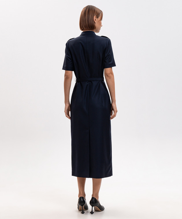 Alexander McQueen Синее платье из шерсти 871708QJAGA изображение 4