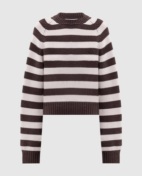 Sporty & Rich Коричневый свитер Julietta из шерсти в полоску WS10483000BR03