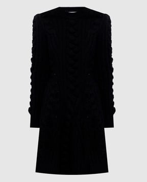 Alexander McQueen Чорна сукня з вовни і кашеміру з фактурним візерунком 848815Q1BE1