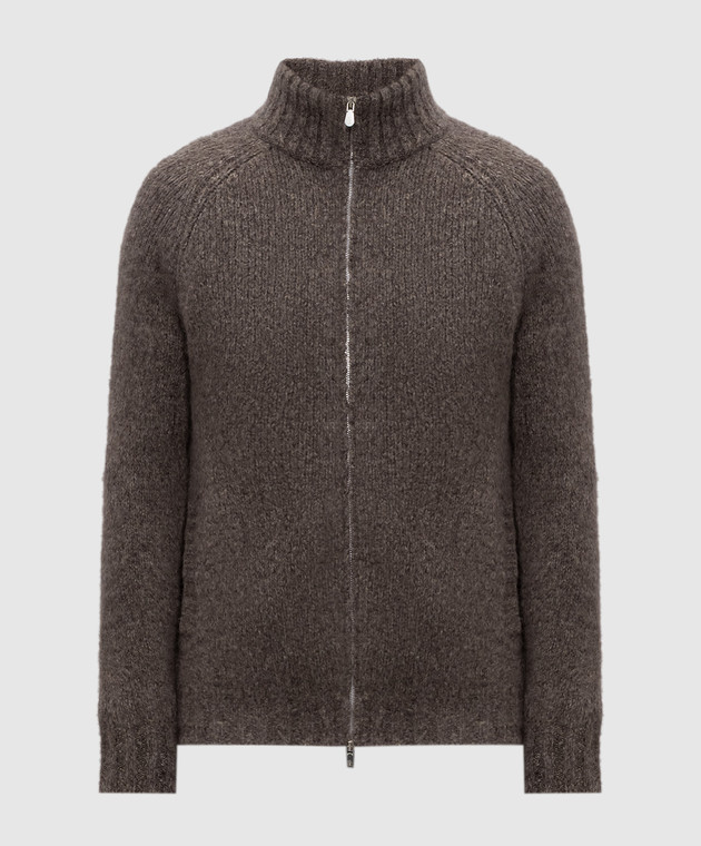 Brunello Cucinelli Коричневый кардиган из кашемира и шелка MET302116