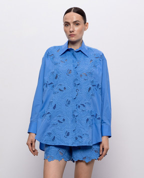 Ermanno Scervino Life Голубая рубашка с вышивкой D484K301KDK