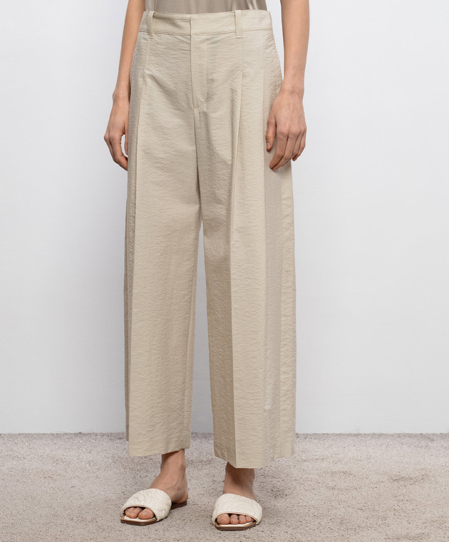 Brunello Cucinelli Бежеві штани з ланцюжком моніль M0F79P9189 зображення 3