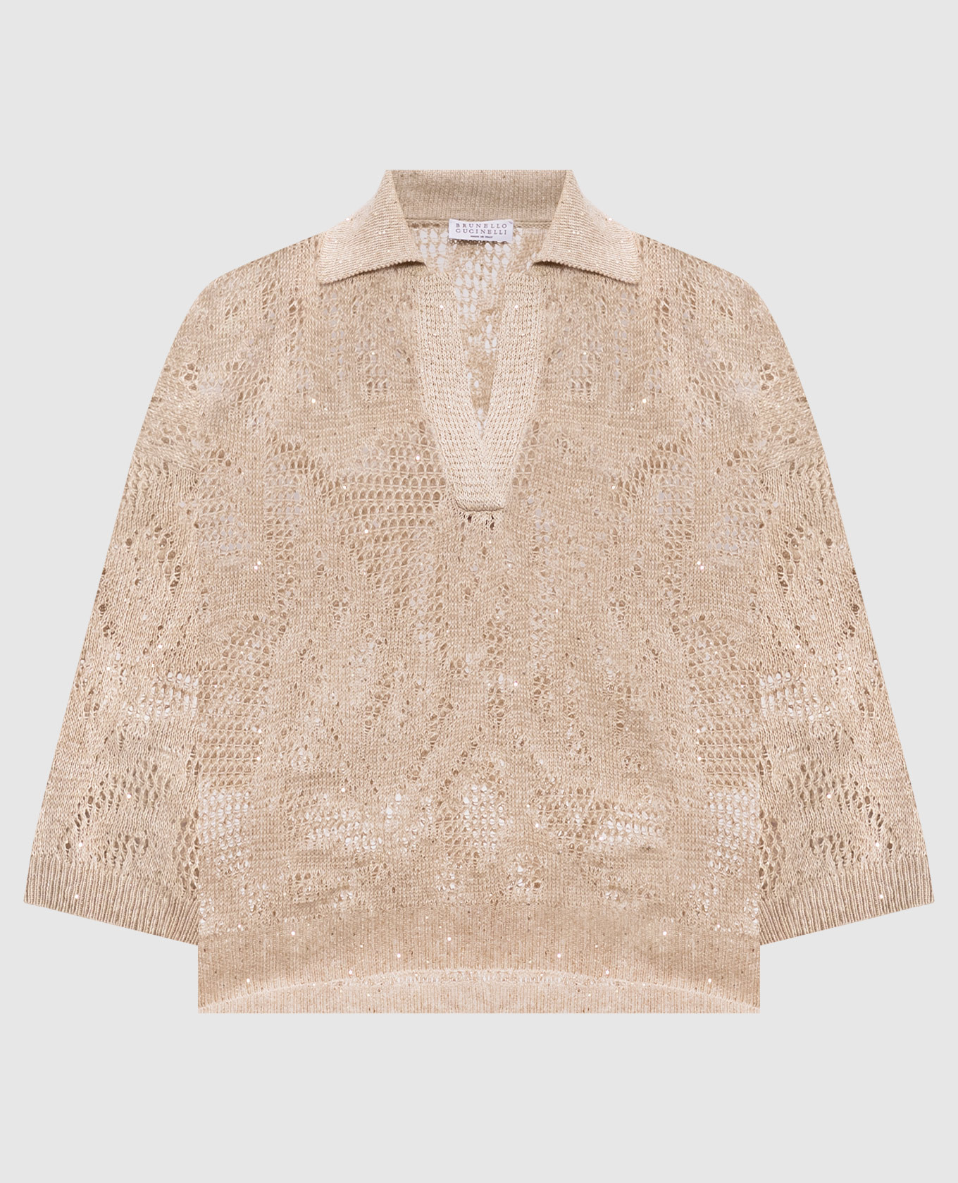 Бежевый пуловер из льна