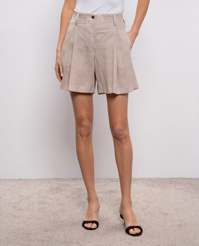 Brunello Cucinelli Бежеві шорти з льону MA698DV499