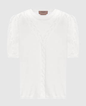 Twinset Топ с шерстью цвета айвори с ажурным узором 262TP3210