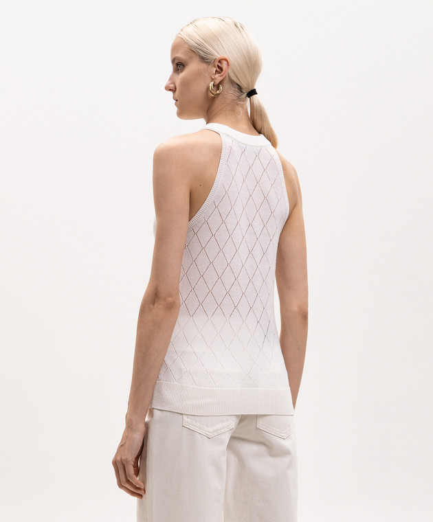 Balmain Топ цвета айвори из шерсти в геометрический узор HF1AE089KJ99 изображение 4