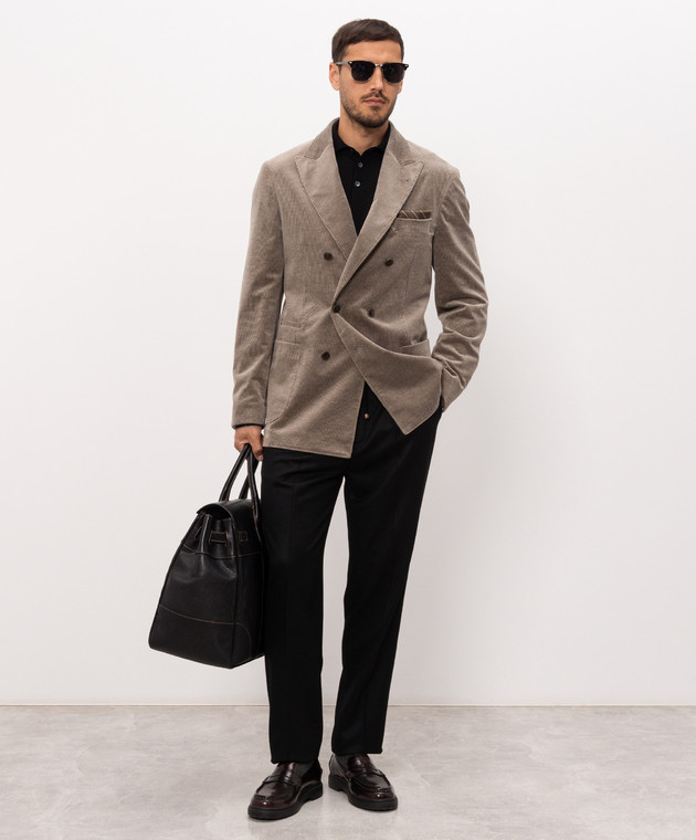 Brunello Cucinelli Чорне поло з вовни та кашеміру M2400295 зображення 2