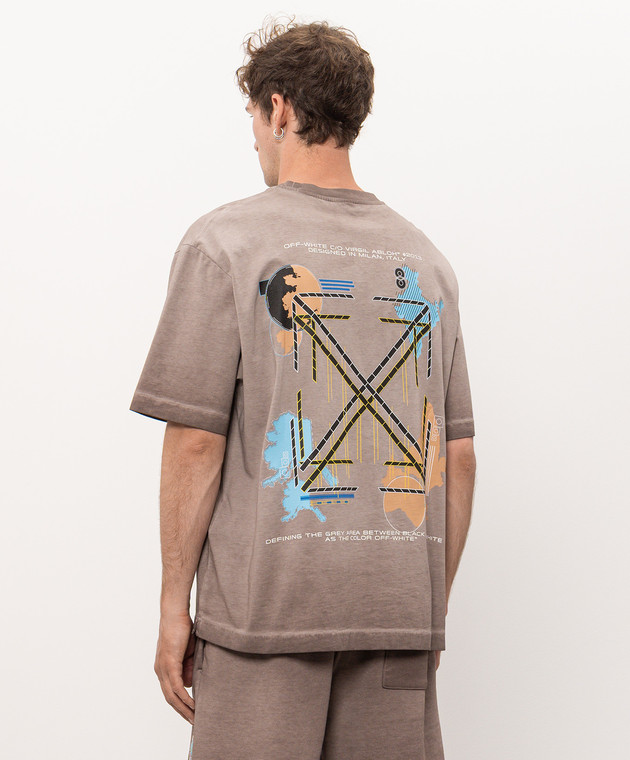 Off-White Коричневые футболки Archi Geography Arrow 44MAA120F26J00B изображение 4