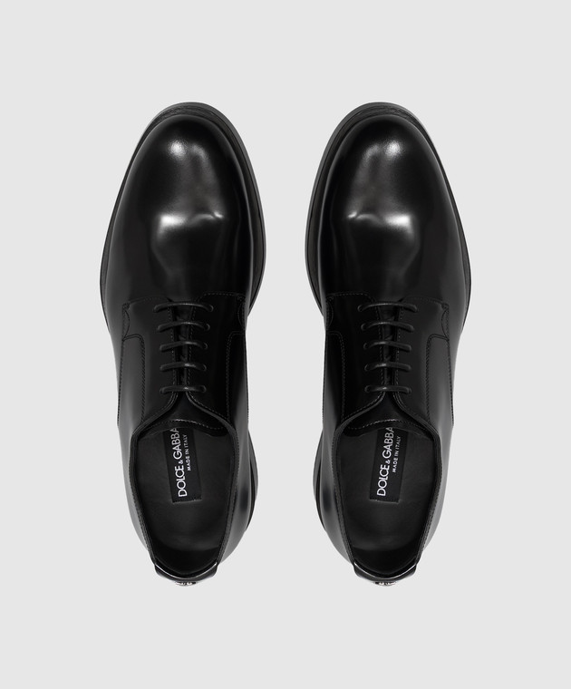 Dolce&Gabbana Черная кожаная дерби с монограммой DG A10888A1203 изображение 4