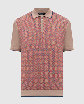 Stefano Ricci Коричневе поло з шовком в контрастний візерунок K212035P31F26191