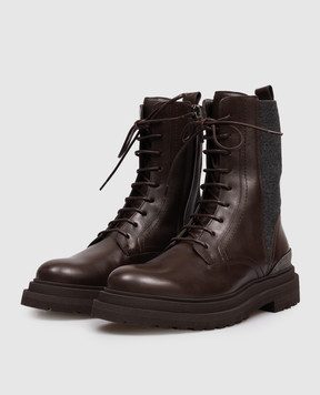 Brunello Cucinelli Коричневі комбіновані черевики з ланцюжком моніль MZOLG3308P