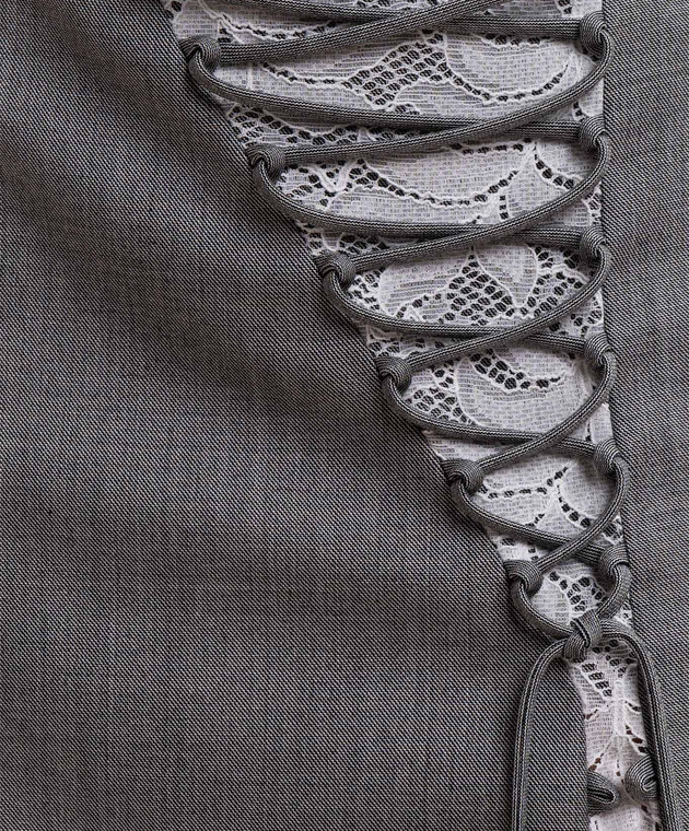 Alexander McQueen Серая юбка-карандаш из шерсти с кружевом 865394QJAEE изображение 5