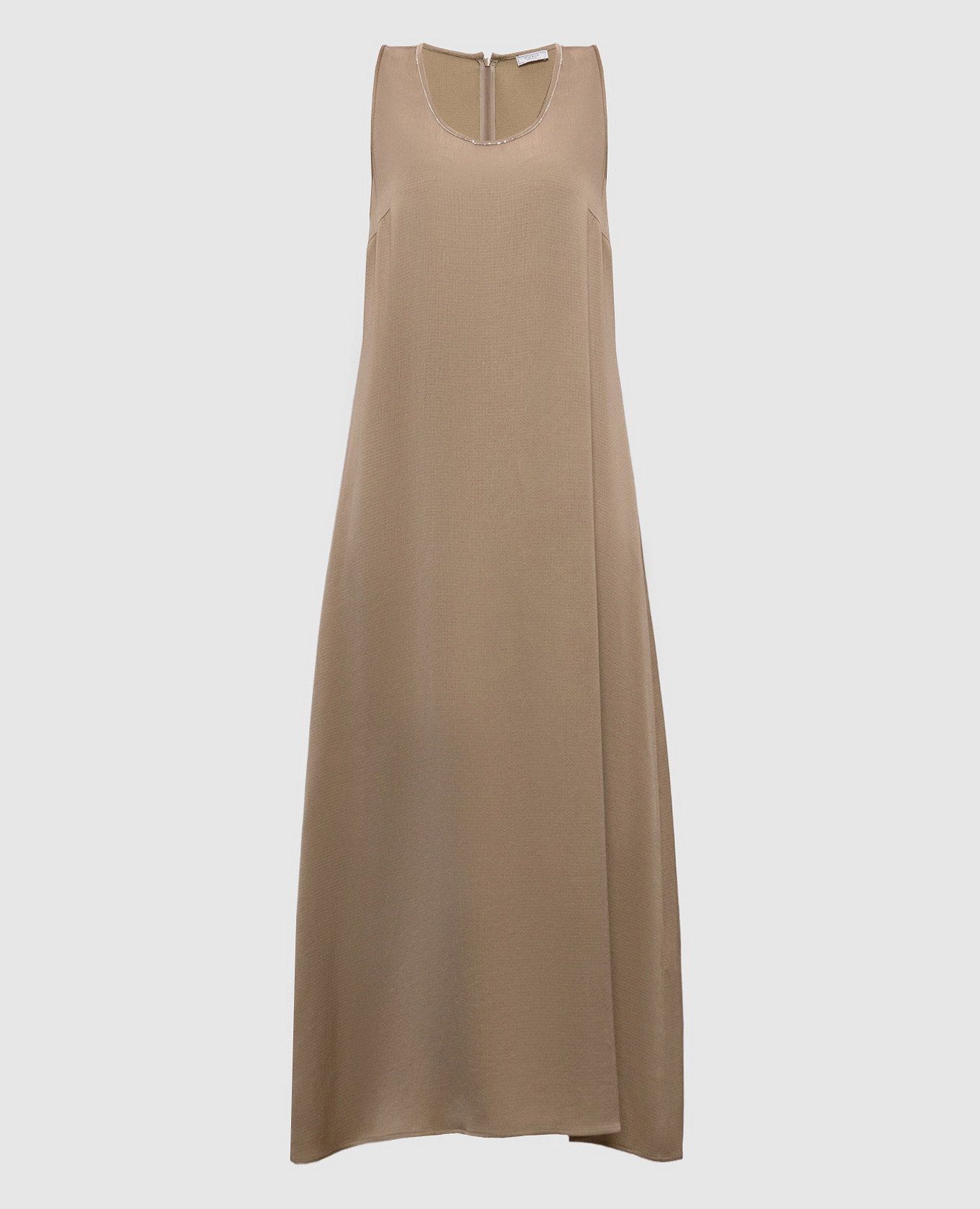 

Бежевое платье миди с цепочкой мониль, Бежевый, Повседневные платья