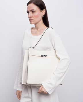 Gianni Notaro Шкіряна сумка кольору айворі DOLLARO з принтом логотипа 255DOLLARONIKEL