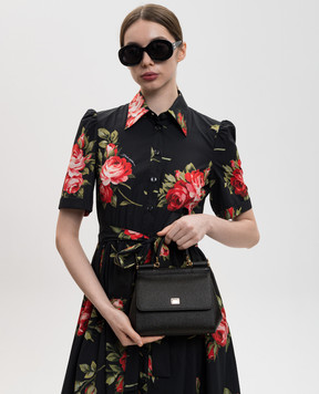 Dolce&Gabbana Черная кожаная сумка Sicily с логотипом BB6003B1001