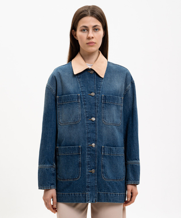 Dondup Синяя джинсовая куртка с контрастным воротником DJ759DF0283DMN1W изображение 3