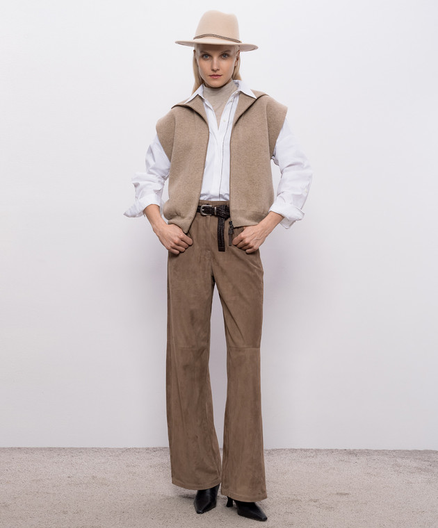 Brunello Cucinelli Бежевый топ из кашемира и шелка M13800004P изображение 2