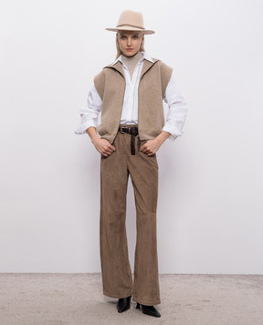 Brunello Cucinelli Бежевый топ из кашемира и шелка M13800004P