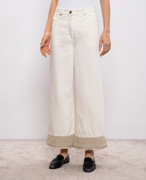 Agnona Джинси кольору айворі з льоном T71108YU2130