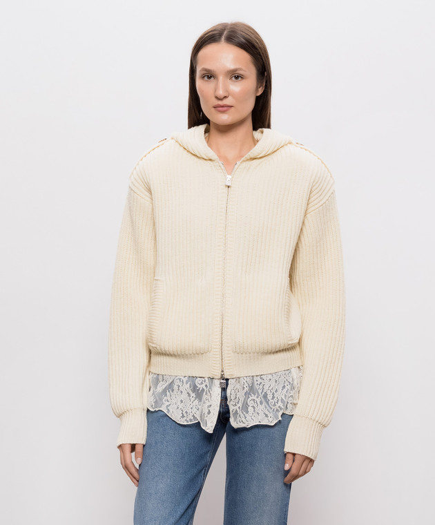Giuseppe Di Morabito Milano Кардиган цвета айвори из шерсти 07PFKNT41016759 изображение 3