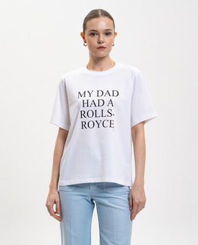 Victoria Beckham Белая футболка с надписью 1124JTS005732A