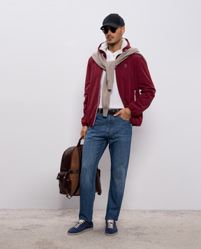 Brunello Cucinelli Бордова вітровка з вишивкою емблеми MM49A7440G