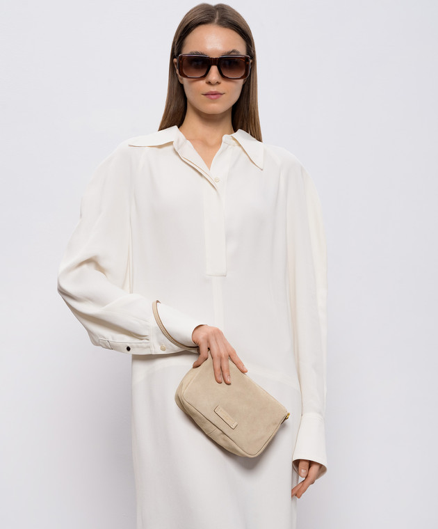 Gianni Chiarini Бежевая замшевая сумка кросс-боди Nora BS10224CMPL изображение 2