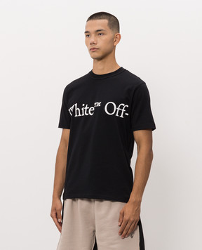Off-White Чорна футболка з контрастним принтом логотипа 44MAA16MF26J00G
