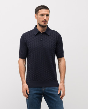 Dolce&Gabbana Синє поло із шовку у візерунок GXZ02ZJBSOF