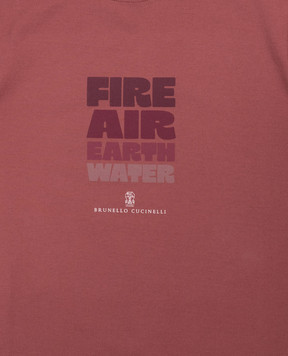 Brunello Cucinelli Дитяча бордова футболка з брендовим принтом B0B13T179C