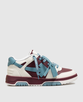 Off-White Детские бордовые кожаные кроссовки Out Of Office с патчем логотипа OF06017210