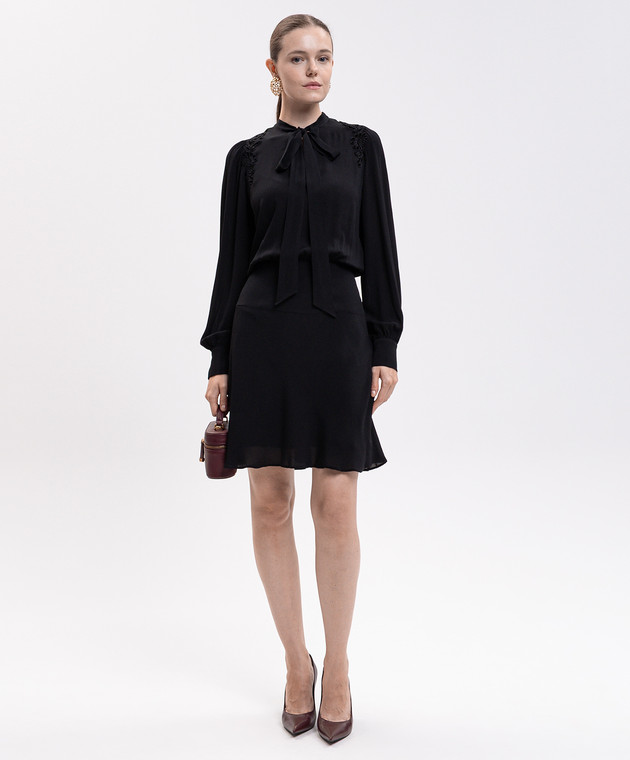 Twinset Черное платье с воротником-аскотом 262TT2460 изображение 2