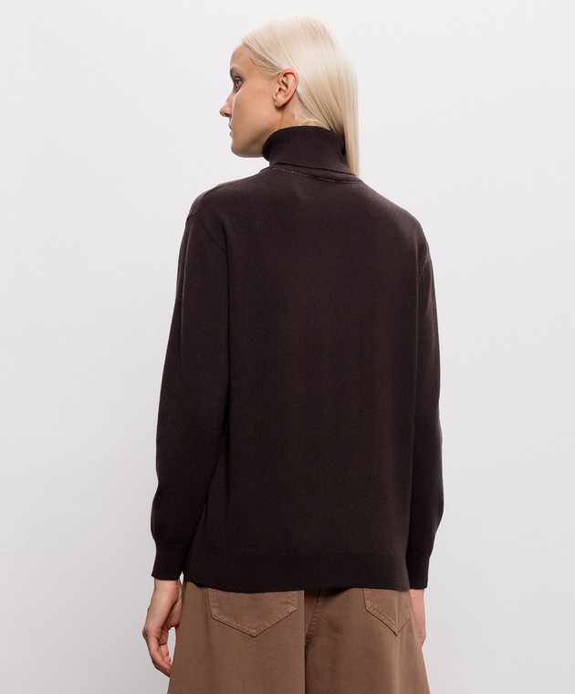 Brunello Cucinelli Коричневый гольф из кашемира с цепочкой мониль M12150103 изображение 4