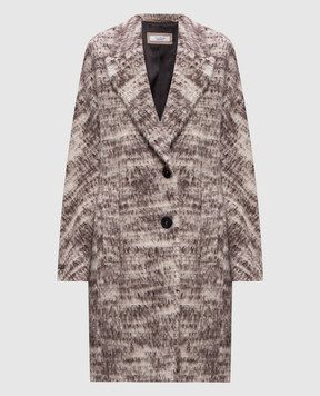 Peserico Коричневе пальто з вовною альпаки з патчем S2005202138