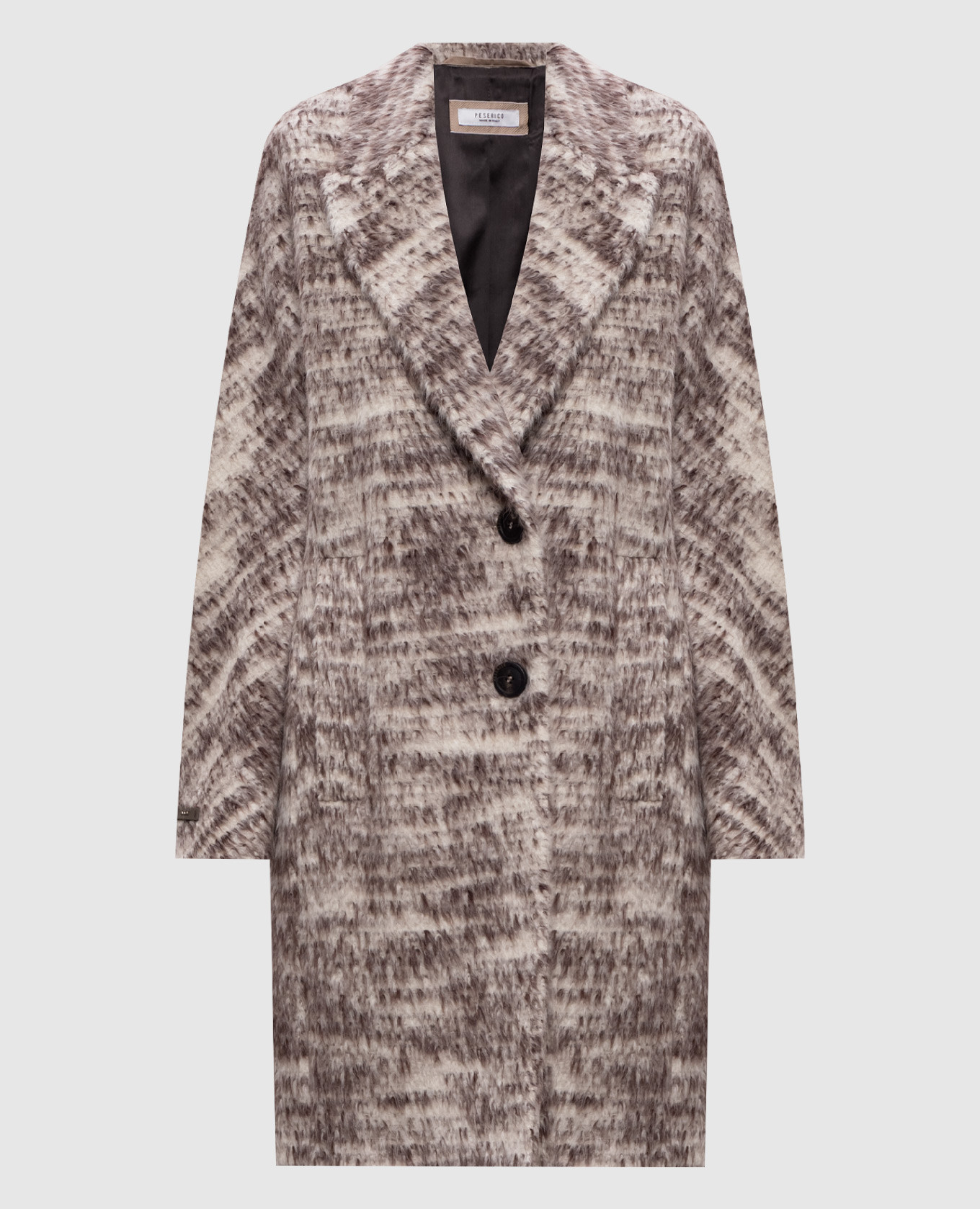 

Коричневое пальто с шерстью альпаки с патчем, Коричневый, Пальто