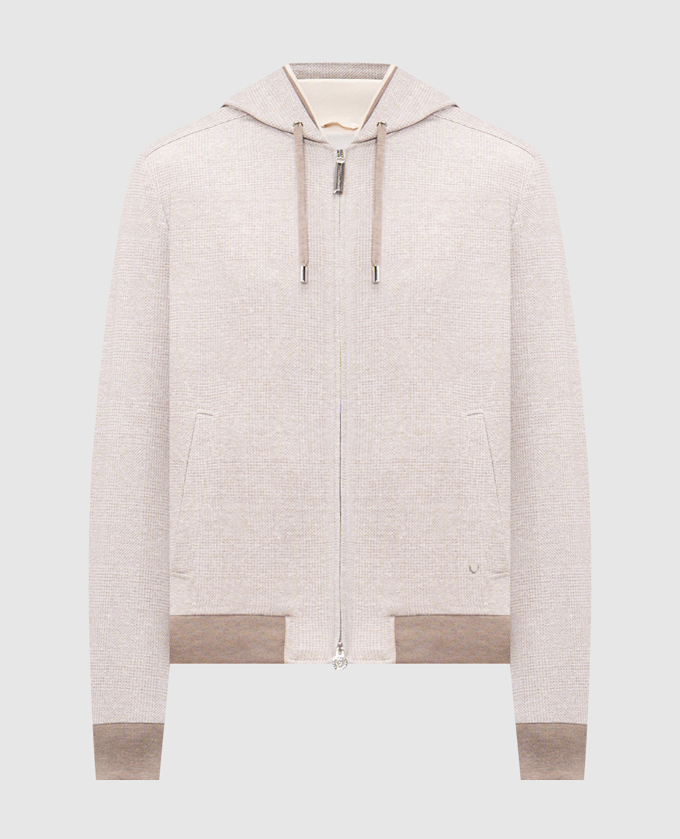 Бежевая куртка с леном и шелком в виндзорскую клеточку