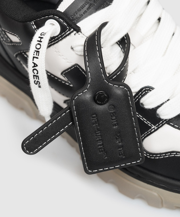 Off-White Черные кожаные кроссовки Out Of Office Chunky Varsity OF05742001 изображение 5