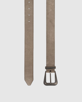 Brunello Cucinelli Коричневий замшевий ремінь з ланцюжком моніль M0DELC34C