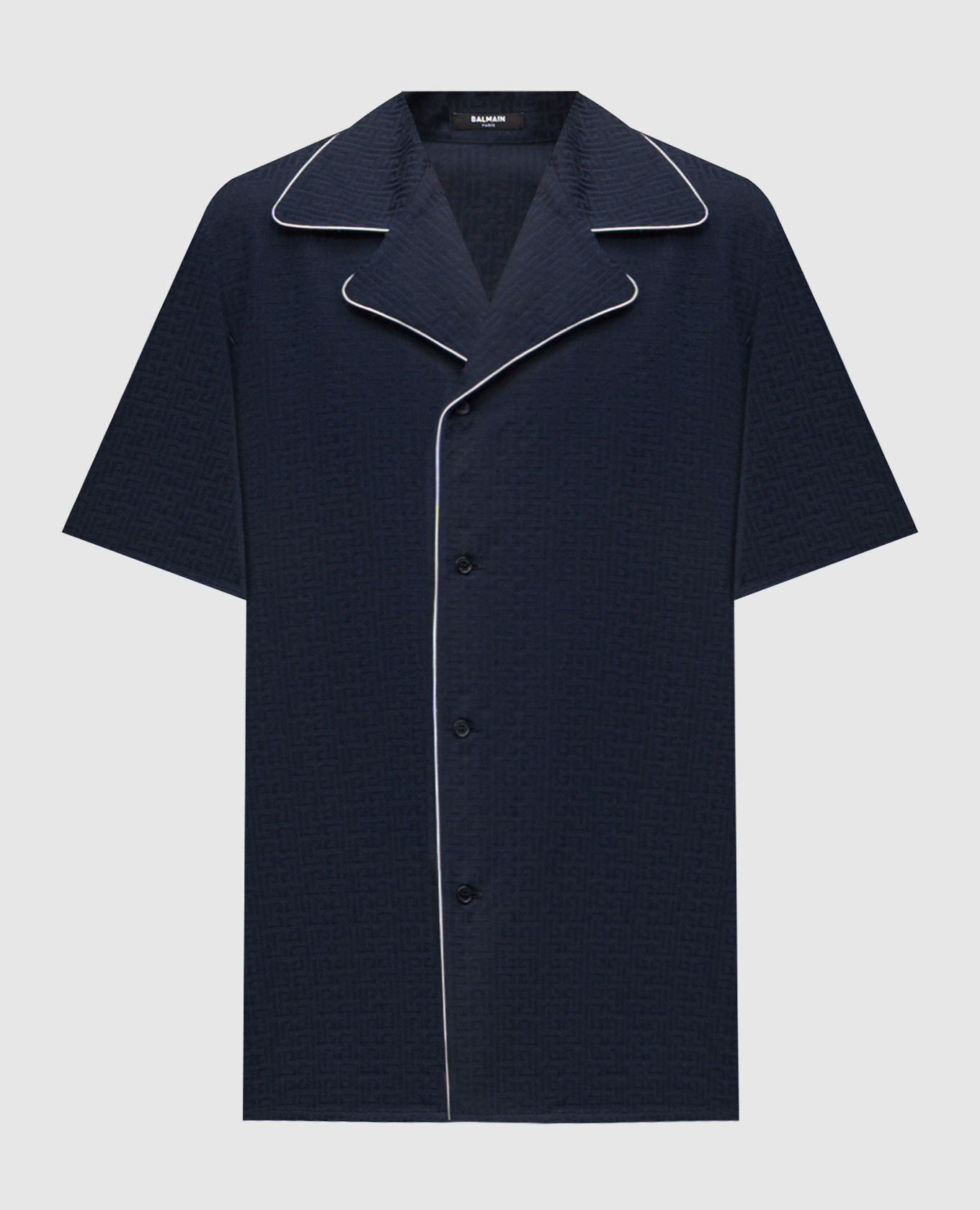 

Синяя рубашка в брендовый узор, Синий, Рубашки