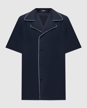 Balmain Синя сорочка в брендовий візерунок GH1HN138CG50